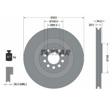 Brzdový kotouč TEXTAR 92168903