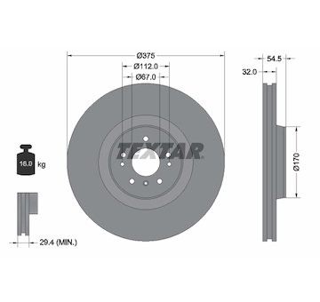 Brzdový kotouč TEXTAR 92176603