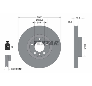 Brzdový kotouč TEXTAR 92262605