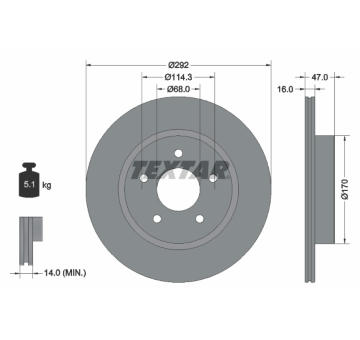 Brzdový kotouč TEXTAR 92278103