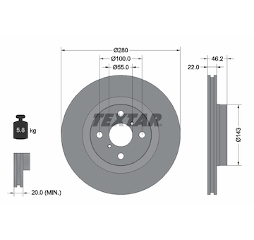 Brzdový kotouč TEXTAR 92287603