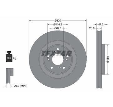 Brzdový kotouč TEXTAR 92306203