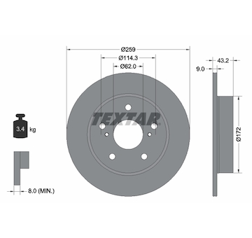 Brzdový kotouč TEXTAR 92308303