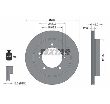Brzdový kotouč TEXTAR 92314103