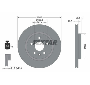 Brzdový kotouč TEXTAR 92315803