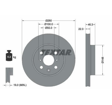 Brzdový kotouč TEXTAR 92346103