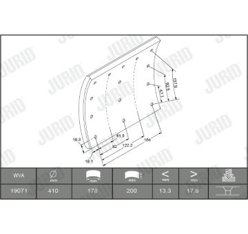 Sada brzdového obloženi, bubnová brzda JURID 1907101070