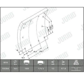 Sada brzdoveho oblozeni, bubnova brzda JURID 1938505380