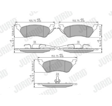 Sada brzdových destiček, kotoučová brzda JURID 572505J