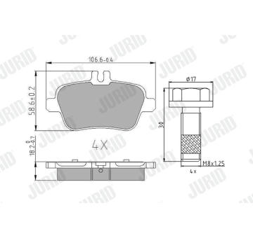 Sada brzdových destiček, kotoučová brzda JURID 573370J