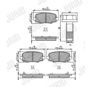 Sada brzdových destiček, kotoučová brzda JURID 573693J