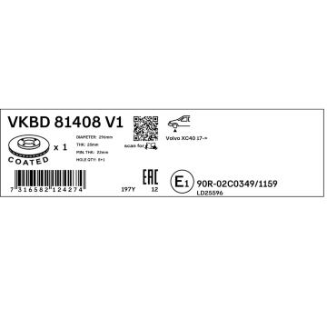 Brzdový kotouč SKF VKBD 81408 V1