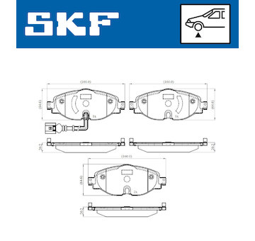 Sada brzdových destiček, kotoučová brzda SKF VKBP 80018 E