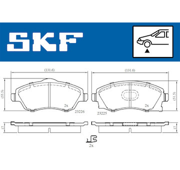 Sada brzdových destiček, kotoučová brzda SKF VKBP 80062 A