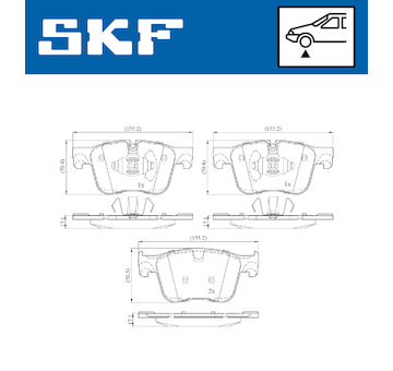 Sada brzdových destiček, kotoučová brzda SKF VKBP 80085