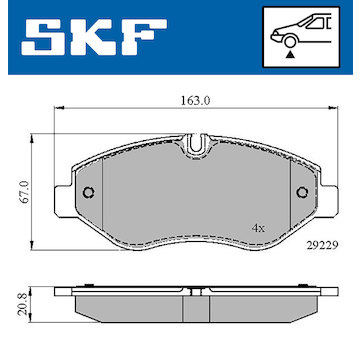 Sada brzdových destiček, kotoučová brzda SKF VKBP 80089