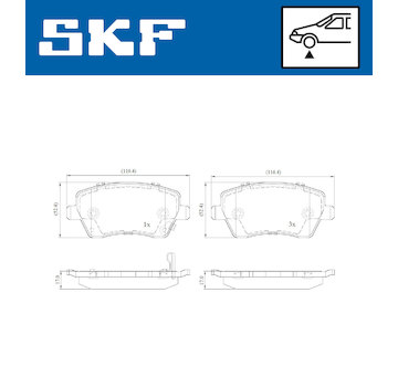 Sada brzdových destiček, kotoučová brzda SKF VKBP 80128 A