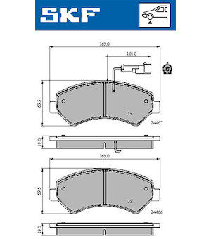 Sada brzdových destiček, kotoučová brzda SKF VKBP 80210 E