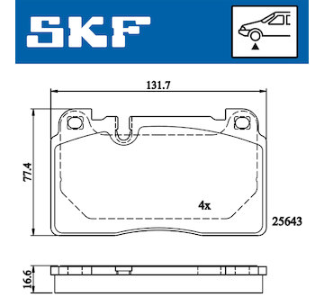 Sada brzdových destiček, kotoučová brzda SKF VKBP 80225