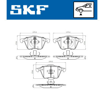 Sada brzdových destiček, kotoučová brzda SKF VKBP 80272