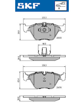 Sada brzdových destiček, kotoučová brzda SKF VKBP 80311