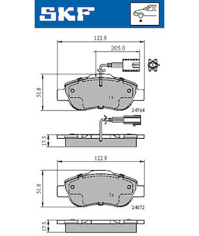 Sada brzdových destiček, kotoučová brzda SKF VKBP 80313 E