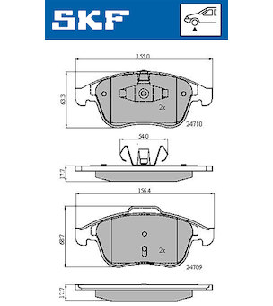 Sada brzdových destiček, kotoučová brzda SKF VKBP 80336