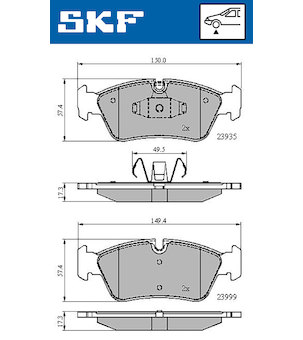 Sada brzdových destiček, kotoučová brzda SKF VKBP 80399