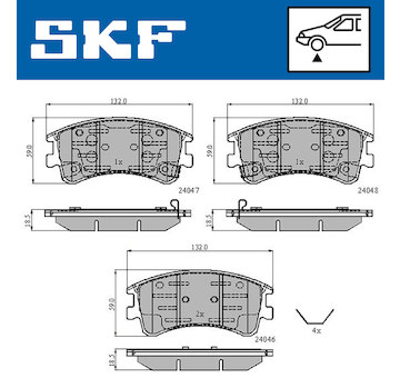 Sada brzdových destiček, kotoučová brzda SKF VKBP 80421 A