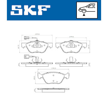 Sada brzdových destiček, kotoučová brzda SKF VKBP 80438 E