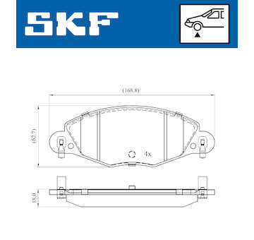 Sada brzdových destiček, kotoučová brzda SKF VKBP 80447 E