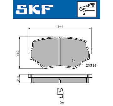 Sada brzdových destiček, kotoučová brzda SKF VKBP 80531 A