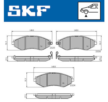 Sada brzdových destiček, kotoučová brzda SKF VKBP 80570 A