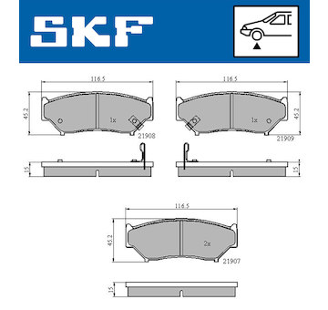 Sada brzdových destiček, kotoučová brzda SKF VKBP 80572 A