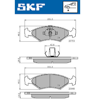 Sada brzdových destiček, kotoučová brzda SKF VKBP 80602