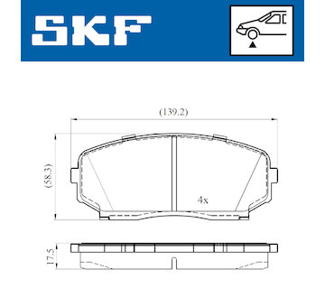 Sada brzdových destiček, kotoučová brzda SKF VKBP 80612 A