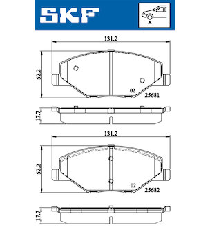 Sada brzdových destiček, kotoučová brzda SKF VKBP 80628