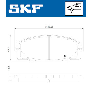 Sada brzdových destiček, kotoučová brzda SKF VKBP 80688