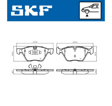 Sada brzdových destiček, kotoučová brzda SKF VKBP 80702