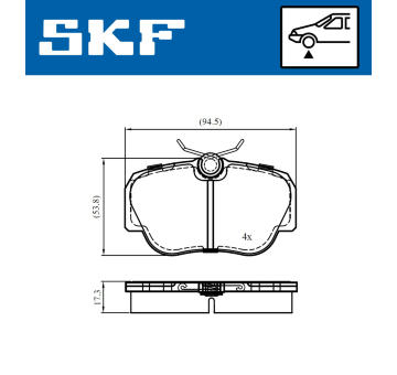 Sada brzdových destiček, kotoučová brzda SKF VKBP 80713