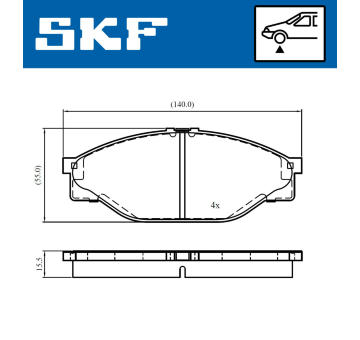 Sada brzdových destiček, kotoučová brzda SKF VKBP 80716