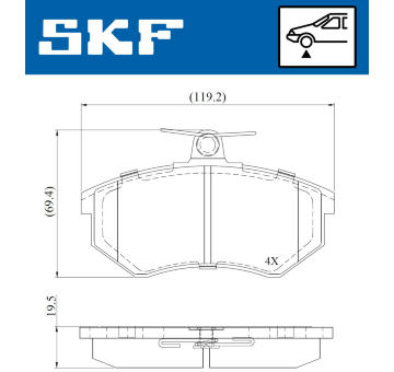 Sada brzdových destiček, kotoučová brzda SKF VKBP 80722