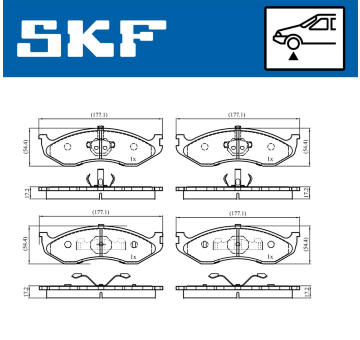 Sada brzdových destiček, kotoučová brzda SKF VKBP 80741