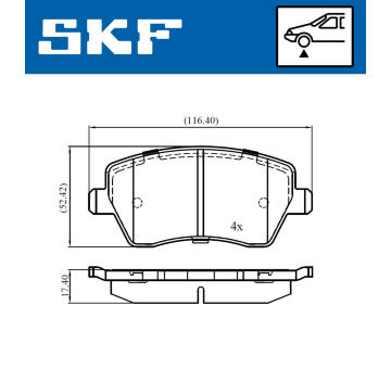 Sada brzdových destiček, kotoučová brzda SKF VKBP 80746