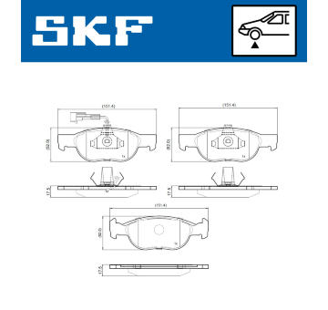 Sada brzdových destiček, kotoučová brzda SKF VKBP 80776 E