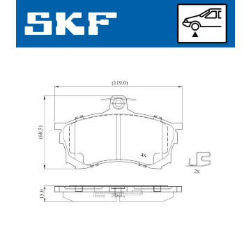 Sada brzdových destiček, kotoučová brzda SKF VKBP 80780 E