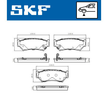 Sada brzdových destiček, kotoučová brzda SKF VKBP 80831 A