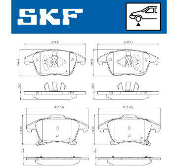 Sada brzdových destiček, kotoučová brzda SKF VKBP 80847 A