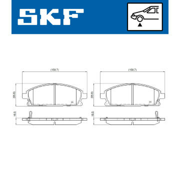 Sada brzdových destiček, kotoučová brzda SKF VKBP 80888 A