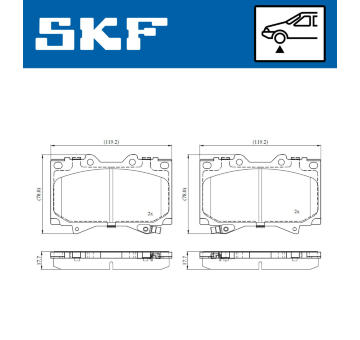 Sada brzdových destiček, kotoučová brzda SKF VKBP 80904 A